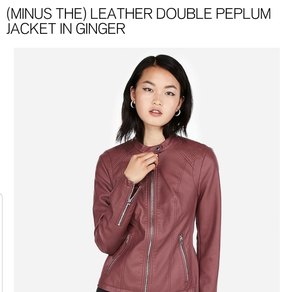 Express double peplum faux leather jacket